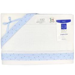 Completo lenzuolino celeste neonato da Culla con tela AIDA da ricamare - Mio Piccolo