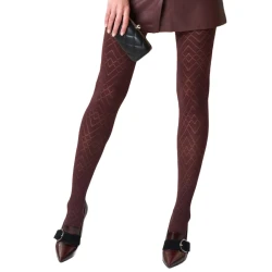 SiSi Overlap Collant Moda coprente con motivo di rombi in microfibra colore bordeaux borgogna