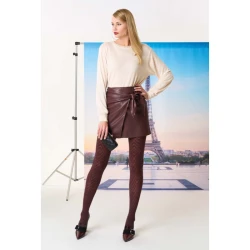 SiSi Overlap Collant Moda coprente con motivo di rombi in microfibra colore bordeaux borgogna 2