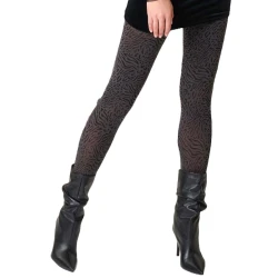 SiSi Savana Collant Moda coprente con motivo animalier a contrasto in microfibra