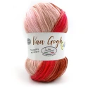 Miss Tricot Filati's Van Gogh Batik 100g ball of gradient yarn in microfibre, colour 11 red pink