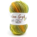 Miss Tricot Filati's Van Gogh Batik 100g ball of variegated yarn in microfibre, colour 12 green yellow