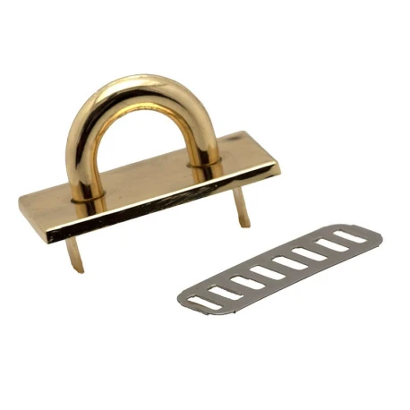 Gold-coloured rectangular jump rings with bag plate, ideal for attaching chains, handles and carabiners - FF609-37 Benox 