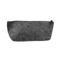 Dark grey melange felt medium clutch bag with zip fastener