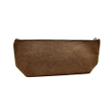 Medium brown multi-purpose felt clutch bag with zip fastener
