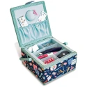 Square-shaped sewing basket with vintage needle and thimble pattern - 612063 Prym