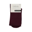 Calzino donna in caldo cotone e bordo taglio al vivo colore bordeaux - Calzificio Pezzini