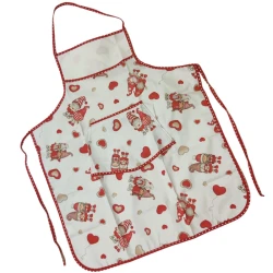 Kitchen apron with bib to embroider with gnomes and hearts pattern - NA742.04 BM Ricami