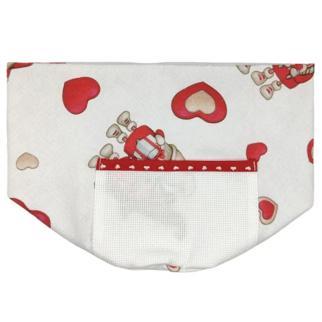 Bread basket in fabric with gnomes and hearts pattern to embroider in cross-stitch - NA00742 BM Ricami