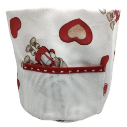 Bread basket in fabric with gnomes and hearts pattern to embroider in cross-stitch - NA00742 BM Ricami