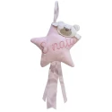 Star-shaped birth bow for above the cot with pink stuffed bear - FN006 Modidea