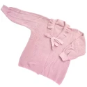 Women’s wool blend bed jacket with button and bow