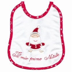 Bavaglino neonato ricamato il mio primo Natale, bavetta con laccetti - NA01236 BM Ricami
