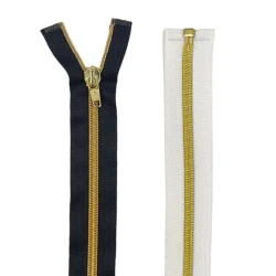 Gold metallised nylon zip with spiral 80 cm divisible