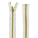 White zip with gold metallised nylon spiral 80 cm divisible