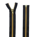 Black zip with gold metallised nylon spiral 80 cm divisible