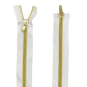 100 cm white zip with gold metallised nylon spiral with double slider