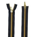 Black zip with gold metallised nylon spiral 100 cm with double slider