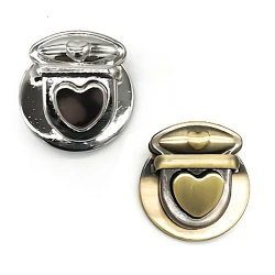 Folder clasp with heart-shaped button for handmade bags