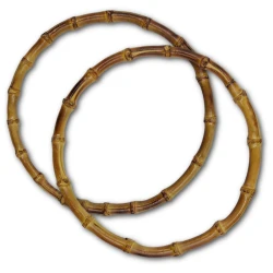 Round bag handles made of fine natural bamboo 19 cm large