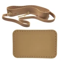 Bucket bag kit with rectangular base complete with bottom and top regulating strap with beige shoulder strap