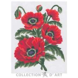 Red poppy half-stitch kit - complete set with needle and threads 3149K by Collection D'Art