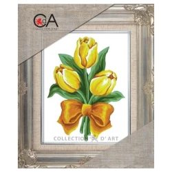 Kit Mezzopunto tulipani gialli con fiocco - set completo di ago e fili 3275K by Collection D'Art