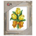 Yellow tulips half-stitch kit with bow - complete set with needle and threads 3275K by Collection D'Art