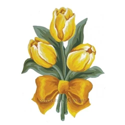 Kit Mezzopunto tulipani gialli con fiocco - set completo di ago e fili 3275K by Collection D'Art 2
