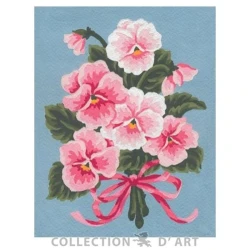 Half-stitch kit with bouquet of pink flowers - complete set with needle and threads 3143K by Collection D'Art
