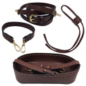 Bucket bag kit complete with bottom, shoulder strap, handle and brown lace closure