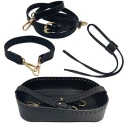 Bucket bag kit complete with bottom, shoulder strap, handle and lace closure black