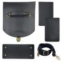 Kit for black bag complete with bottom, flap, sides, shoulder strap and folder closure