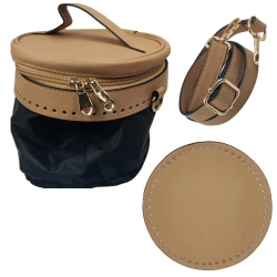 Kit per Borsa a secchiello tonda beige completo di fondo, tracolla, parte superiore e fodera