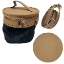 Kit for round beige bucket bag complete with bottom, shoulder strap, top and lining