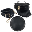 Kit per Borsa a secchiello tonda nero completo di fondo, tracolla, parte superiore e fodera
