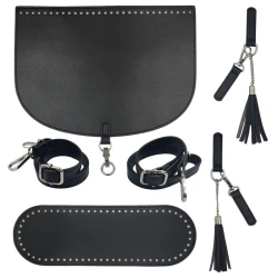 Kit per Zainetto con base, spallacci, patta con chiusura e nappine decorative nero