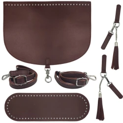 Backpack kit with base, shoulder straps, flap with closure and decorative tassels black 2