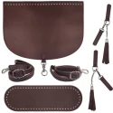 Kit per Zainetto con base, spallacci, patta con chiusura e nappine decorative marrone