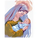 Madonna cradling baby Jesus half-stitch kit - complete set with needle and threads by Collection D'Art 3219K