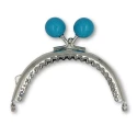 Chiusura clic clac ball con perle colorate grandi azzurro turchese