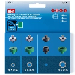 Set di attrezzi per occhielli piccoli Prym Ø 4mm - 5mm - 8mm Vario Creative Tool - 673131 Prym