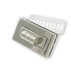 Medium rectangular silver metal swivel clasp