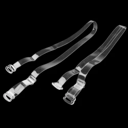 Transparent polyurethane bra straps with plastic hooks 46cm
