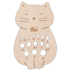 Cat-shaped wooden knitting needle and crochet hook gauge - 610744 Prym