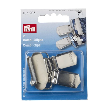 Clip hooks for braces, suspenders and dungarees with 25 mm buckle - 2 pieces - 405205 Prym