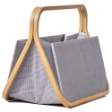 Foldable canvas and bamboo knitting basket with a refined and modern design - 612556 Prym