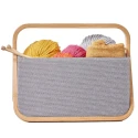 Foldable canvas and bamboo knitting basket with a refined and modern design - 612556 Prym