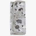 Set of 5 assorted aluminium crochet hooks with grey sheep pattern case