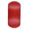 Oval faux leather bag bottom - 27cm x 12cm red